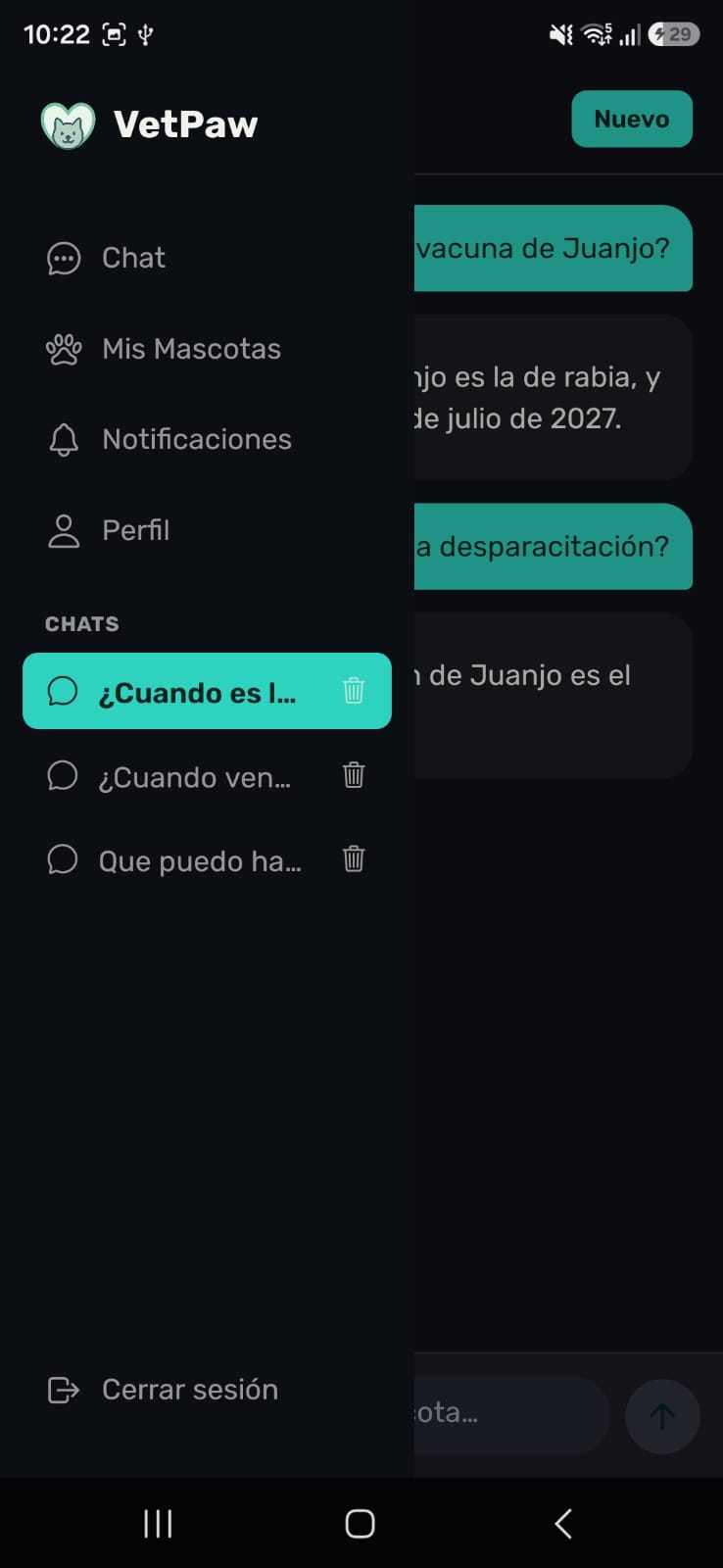 Paw ID dashboard in dark mode